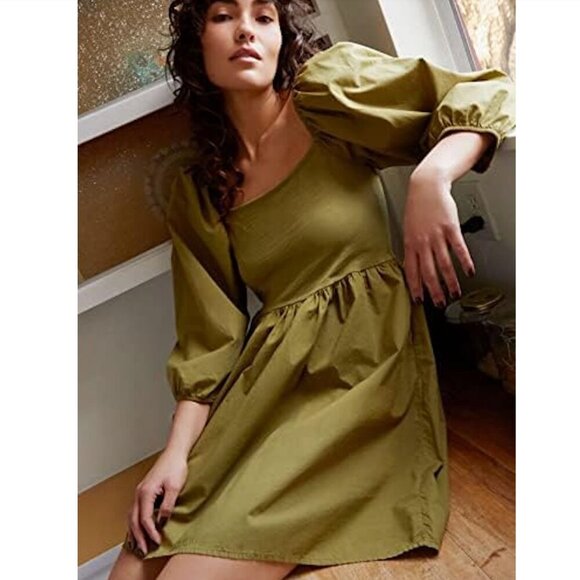 New w/Tags - Nation LTD- Heddie Combo Babydoll Dress in Lichen, Large - Picture 2 of 12